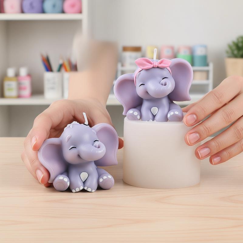 Soap Making Party - แม่พิมพ์เทียนซิลิโคนรูปช้าง 3 มิติ น่ารัก ใช้งานง่าย นำกลับมาใช้ใหม่ได้