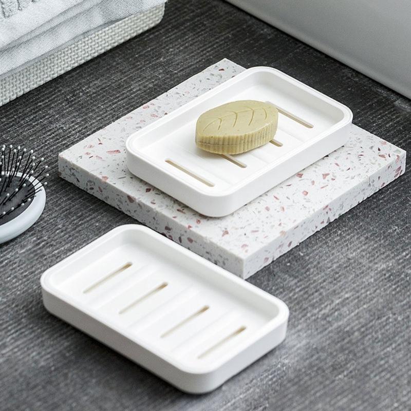 Soap Dish Draining - สบู่สบู่สบู่ 2 ชิ้นที่วางสบู่พลาสติกสำหรับห้องน้ำห้องอาบน้ำสองชั้นการระบายน้ำสบู่จานจานง่ายต่อการทำความสะอาดกล่องสบู่ x3uc