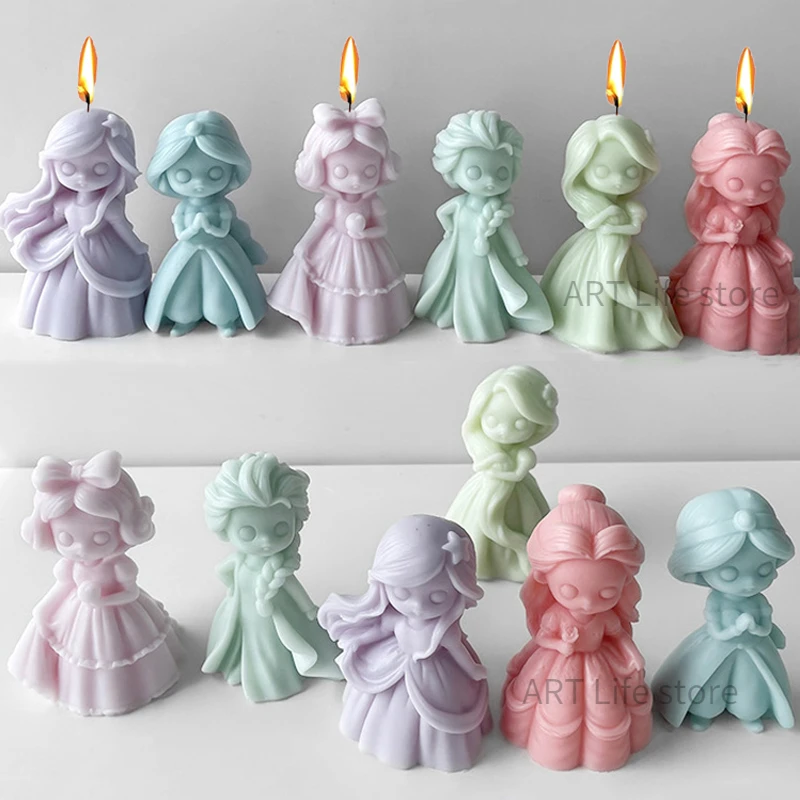 Soap Making Business - แม่พิมพ์ซิลิโคนสำหรับเทียน6ชิ้นสำหรับทำสบู่3D น้ำแข็งก้อนช็อคโกแลตรูปเด็กผู้หญิงอุปกรณ์ทำสบู่แฮนด์เมดอุปกรณ์อบขนม