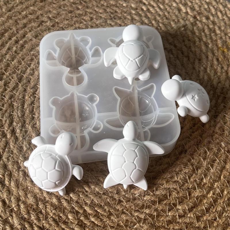 Soap Making Party - แม่พิมพ์ซิลิโคนรูปเต่าสี่ตัว สำหรับทำของตกแต่งรูปหัวใจ ดาว เปลือกหอย แม่พิมพ์เรซิ่นอีพ็อกซี่ แม่พิมพ์สบู่เทียนหอมรูปสัตว์