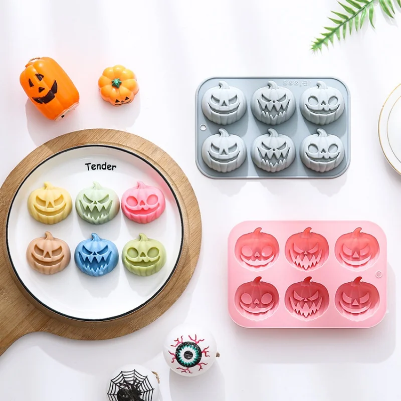 Soap Making Party - แม่พิมพ์ซิลิโคนรูปฟักทอง 6-in-3 สำหรับทำเค้กฮาโลวีน สบู่ทำมือ และช็อกโกแลต ใช้สำหรับตกแต่งฮาโลวีน