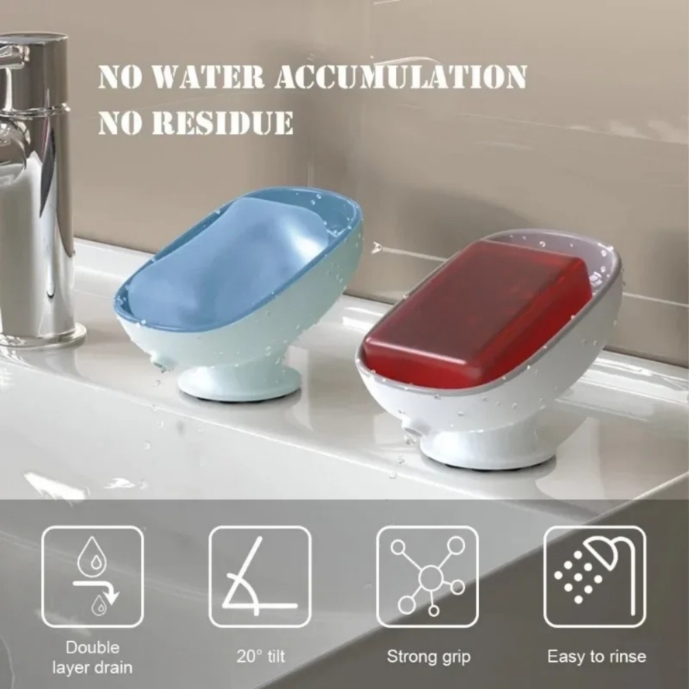 Soap Dish Draining - ที่วางสบู่แบบสุญญากาศ 1 ชิ้น สำหรับห้องน้ำ ป้องกันการลื่น ที่วางสบู่แบบระบายน้ำได้เอง