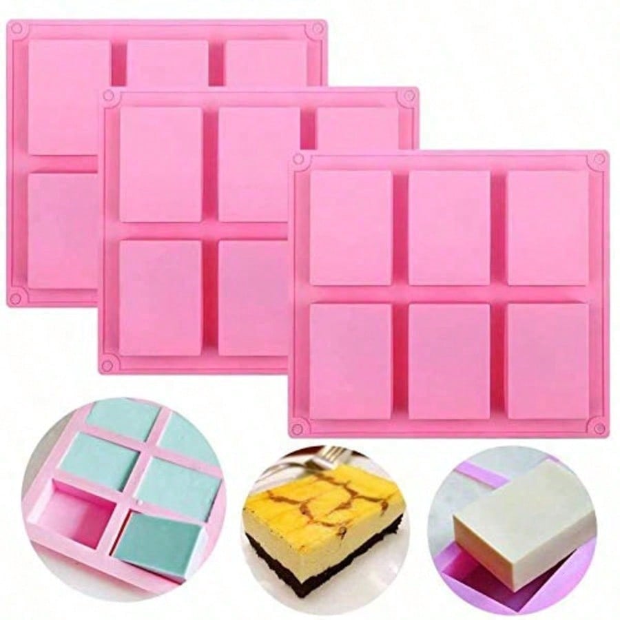 Soap Making Party - 1-2 แพ็ค แม่พิมพ์ซิลิโคน DIY 6 ช่อง,