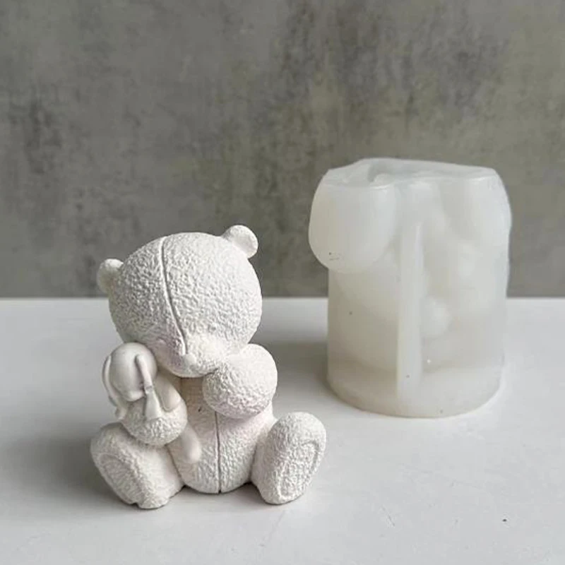 Soap Making Business - ทอหมีเทียนแม่พิมพ์ซิลิโคน 3D หมีน้ํามันหอมระเหยพลาสเตอร์สบู่หัตถกรรมอีพ็อกซี่เรซินแม่พิมพ์ DIY ช็อกโกแลต Ice