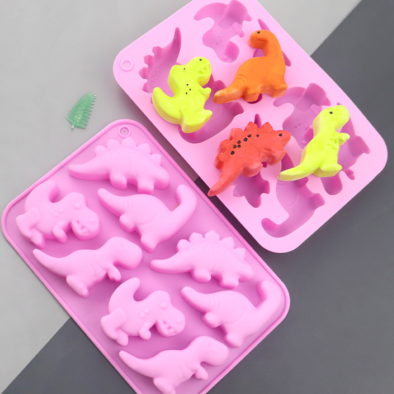 Soap Making Tutorial - แม่พิมพ์เค้กซิลิโคนรูปไดโนเสาร์ 8 ตัว ยี่ห้อ Blues Wholesale