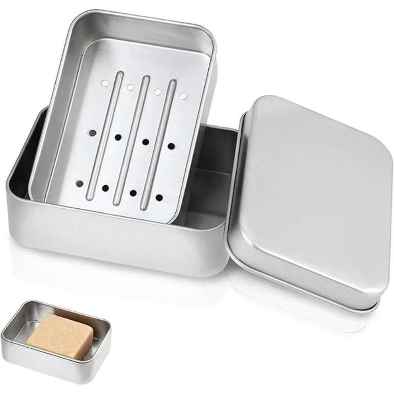 1PC จานสบู่อลูมิเนียมแบบพกพา 2 - Soap Dish Draining บทวิจารณ์และราคา