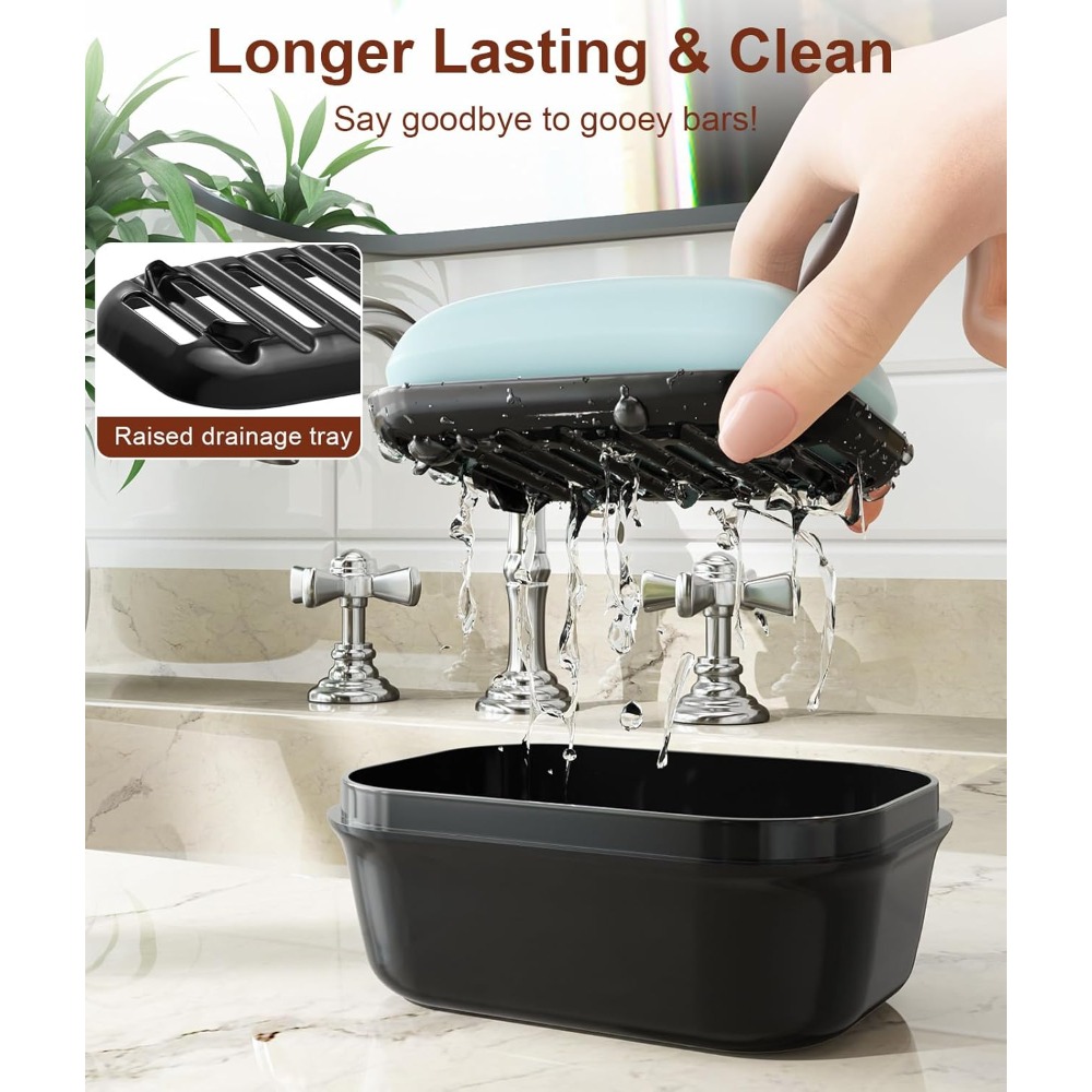 ภาชนะใส่สบู่กันรั่วพร้อมฝาปิดแ - Soap Dish Draining บทวิจารณ์และราคา